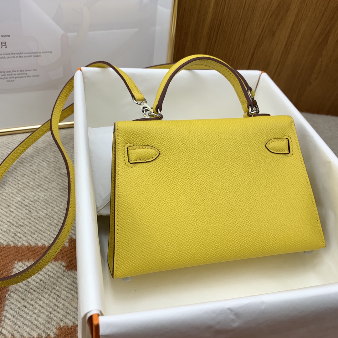 Hermes Kelly Mini II Bag 19CM In Lemon Yellow Epsom Leather